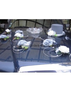 Décoration de voiture de Mariage élégante avec chapeau et diademe