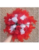 Promo: Bouquet Mariage Rond Original avec roses, perles et plumes