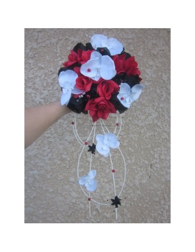 bouquet mariee rouge noir diamantes