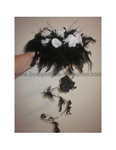 Bouquet mariage New York - Black & White - roses, plumes, orchidée 2