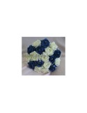 Bouquet de mariée rond: roses BLEU ROYAL et diamants fantaisie