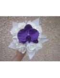 Bouquet demoiselle d\'honneur avec roses et orchidée prune