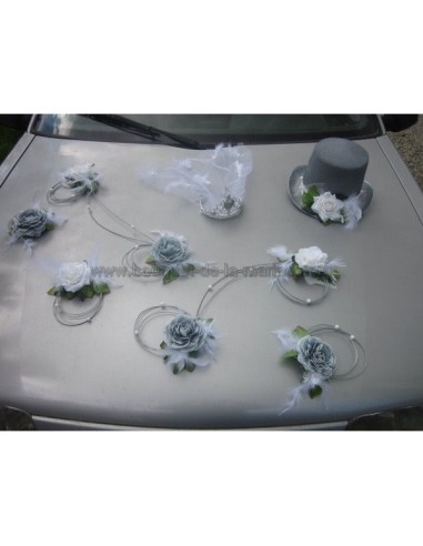 Lot Mariage M SULC: Bouquet, décoration de voiture, compositions