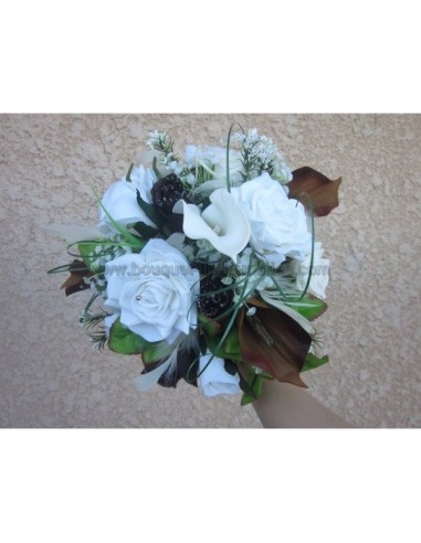 Bouquet de mariée Magnifique avec arums chocolat et belles roses
