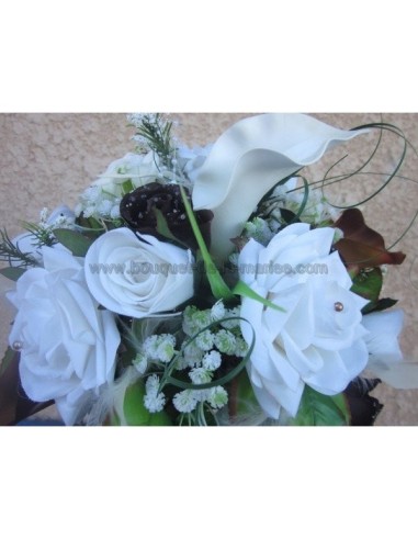 Bouquet de mariée Magnifique avec arums chocolat et belles roses