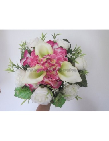 Lot mariage fushia anis: bouquet, décoration voiture et boutonnière
