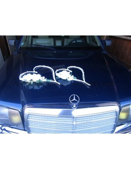 Commande Mariage: Bouquet de mariée, cœurs voiture sur ventouse