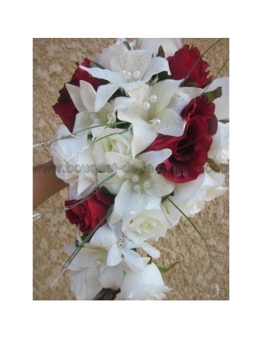CHIC Bouquet de la Mariée Retombant avec Lys, Roses