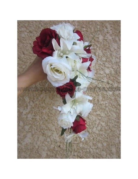 CHIC Bouquet de la Mariée Retombant avec Lys, Roses