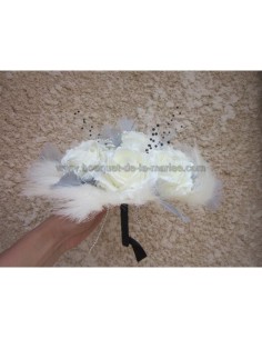 Lot: Bouquet de Mariée Etoile et boutonnière ivoire, argent 2