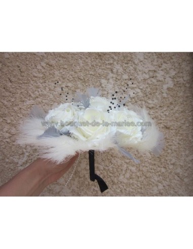 Lot: Bouquet de Mariée Etoile et boutonnière ivoire, argent