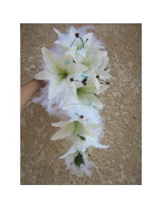 Sublime Bouquet de la Mariée "Lys et Plumes turquoise et chocolat" 2