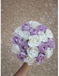 Bouquet de mariage Rond "Emma" avec roses et diamants fantaisie