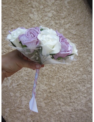 Bouquet de mariage Rond "Emma" avec roses et diamants fantaisie