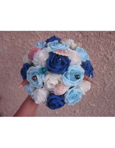 Bouquet mariée bleu mer