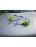Cœurs de mariage perlé, prune et anis pour la voiture des mariés