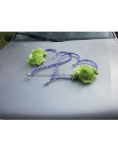 Cœurs de mariage perlé, prune et anis pour la voiture des mariés