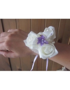 Bracelet de fleurs pour Mariage fait avec des roses et perles PARME
