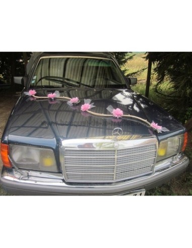 Bouquet décoration de voiture moderne avec des marguerites rose