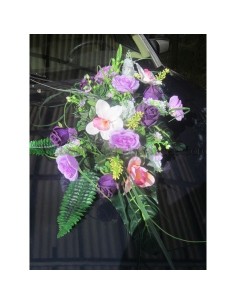 Décoration de voiture de mariage: Bouquet de fleurs parme et violet