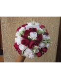 Bouquet Mariée Rond Bordeaux OU Rouge avec roses, perles et strass