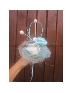 Bouquet mariage demoidelle d'honneur theme hiver bleu et blanc