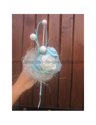 Bouquet mariage demoidelle d'honneur theme hiver bleu et blanc
