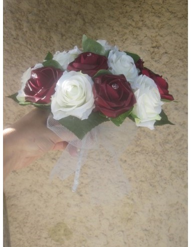 Bouquet de Mariée rond "Lola" avec belles roses avec diamants