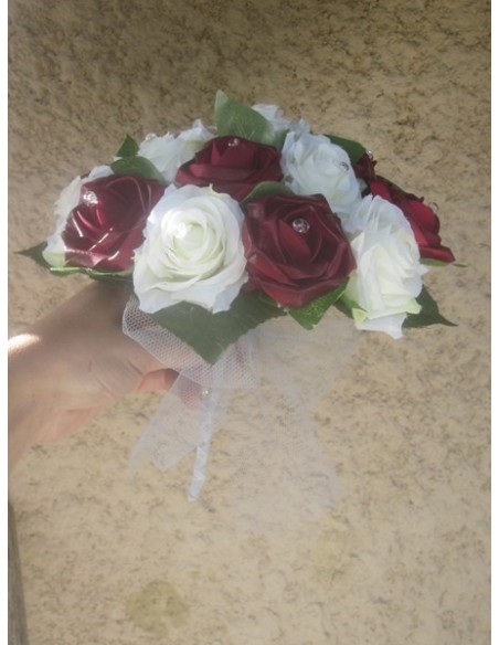 Bouquet de Mariée rond "Lola" avec belles roses avec diamants