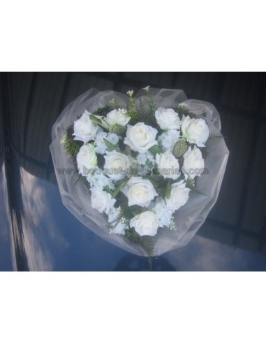 Bouquet voiture mariage coeur des roses