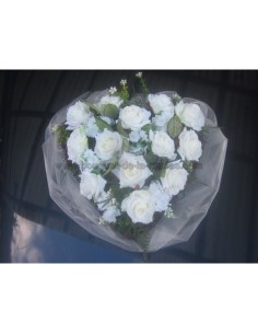 Beau Bouquet de voiture pour mariage thème "coeur de roses" 2