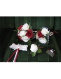 Lot de bouquets de fleurs pour mariage couleur blanc et bordeaux