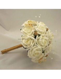 Bouquet de mariage couleur or avec des fleurs artificielles 2