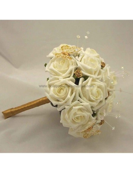 Bouquet de mariage couleur or avec des fleurs artificielles Bouquet de mariage couleur or avec des fleurs artificielles