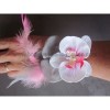 bracelet mariage orchidées rose et gris