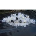 Bouquet de voiture mariage mariée plumes perles noir et blanc