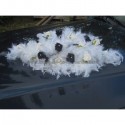 Bouquet de voiture mariage mariée plumes perles noir et blanc