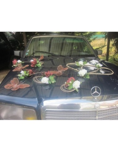 Décoration voiture pour mariage pas cher thème noir et blanc