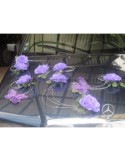 Composition de voiture de mariée thème parme, argent avec papillons