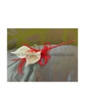 Bouquet demoiselle d\'honneur avec arums et plumes rouge et blanc