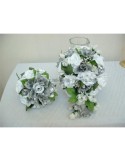 Lot: Bouquet mariée, bouquet demoiselle d\'honneur et boutonnière