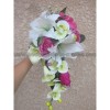 Bouquet mariage tombant orchidée vert et fuschia