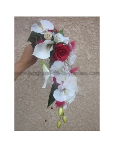 Bouquet de Mariée Tombant sur mesure avec orchidées et arums 2