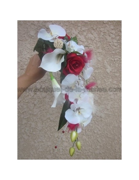 Bouquet de Mariée Tombant sur mesure avec orchidées et arums