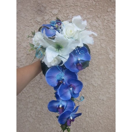 Bouquet de mariée orchidées bleu