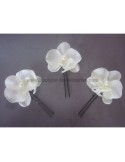 3 épingles de cheveux avec des orchidées blanche pour mariage