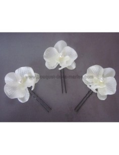 3 épingles de cheveux avec des orchidées blanche pour mariage