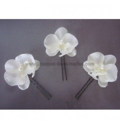 3 x Orchidées epingle pour cheveux de mariée