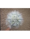 Bouquet de mariée SPENDIDE thème roses ivoire noir et gris argent