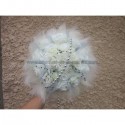 Bouquet de mariée SPENDIDE thème roses ivoire noir et gris argent